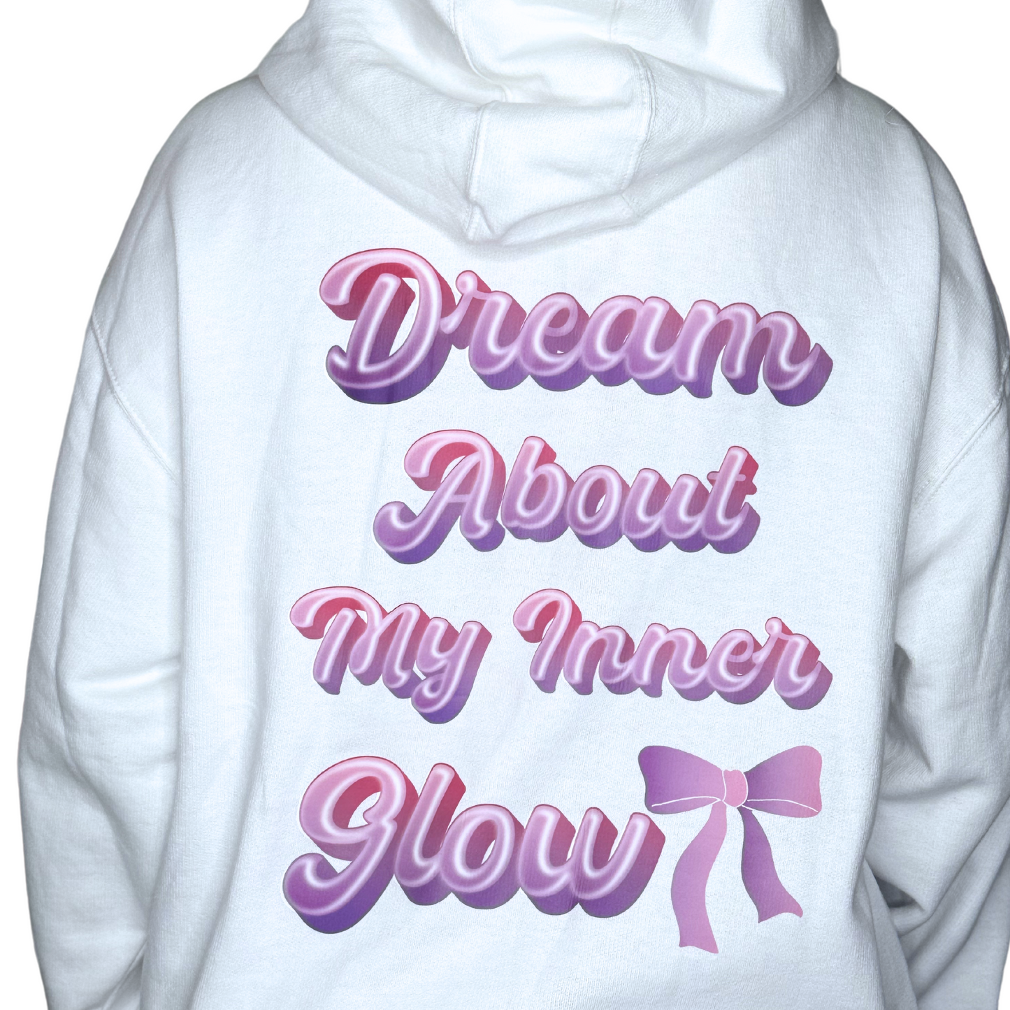 Dream About My Inner Glow Hoodie | White Empowerment Sweatshirt